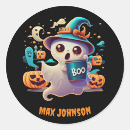 Boo! Halloween - Monster Mash Orange Black Runder Aufkleber