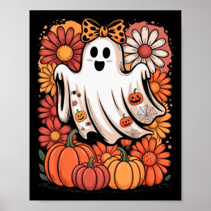 Boo Halloween Niedlich Ghost Girly Coquette Bow He Poster