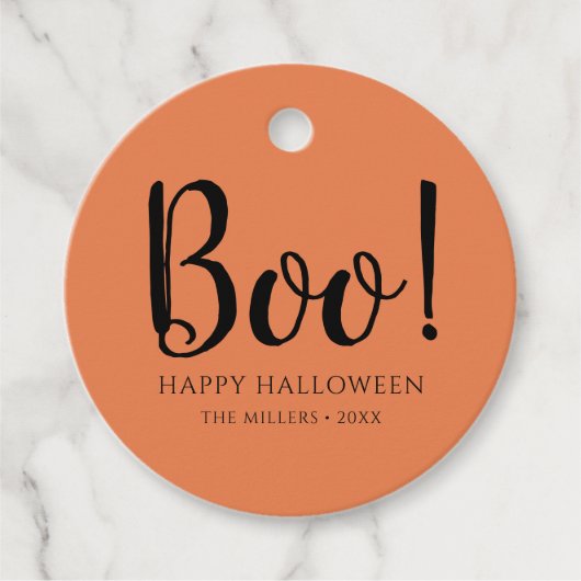Boo Halloween Niedlich Orange Geschenkanhänger (Vorderseite)