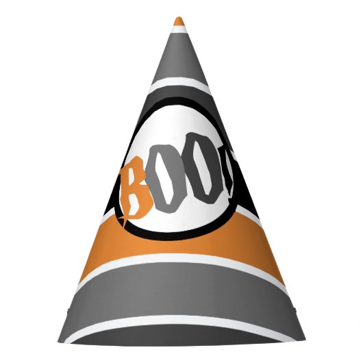 Boo Halloween Orange Black Striped Spooky Schrifta Partyhütchen (Vorderseite)