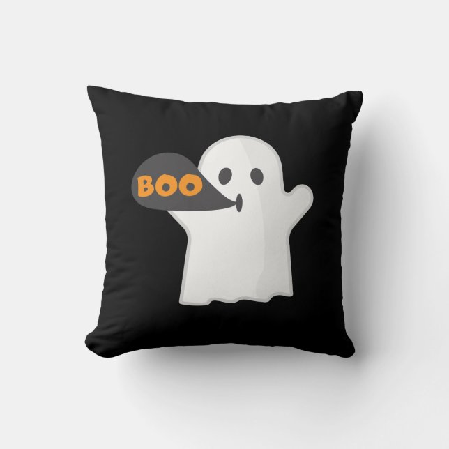 Boo Halloween orange und weiß  Kissen (Vorderseite)