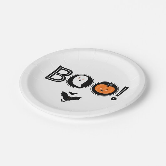Boo! Halloween-Papierplatte Pappteller (Schrägansicht)