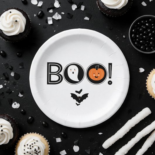Boo! Halloween-Papierplatte Pappteller
