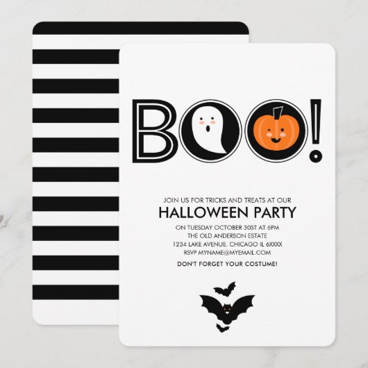 Boo! Halloween-Party-Einladung Einladung (Vorne/Hinten)