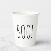 Boo! Halloween-Party. Schwarzweiß, einfach niedlic Pappbecher (Vorderseite)