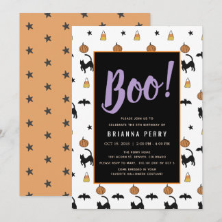 Boo! Halloween Pattern Niedlich Weißer Geburtstag Einladung
