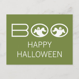 Boo Halloween Postcard, grün und weiß Postkarte