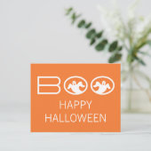 Boo Halloween Postcard, Orange und Weiß Postkarte (Stehend Vorderseite)