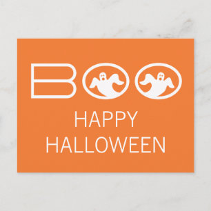 Boo Halloween Postcard, Orange und Weiß Postkarte