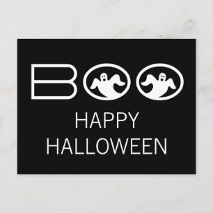 Boo Halloween Postcard, Schwarz und Weiß Postkarte