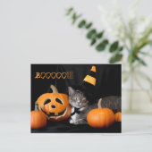 Boo Halloween Postkarte mit Katze (Stehend Vorderseite)