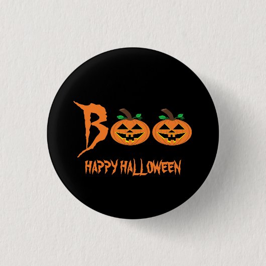 BOO! Halloween Pumpkin Button Abzeichen (Vorderseite)