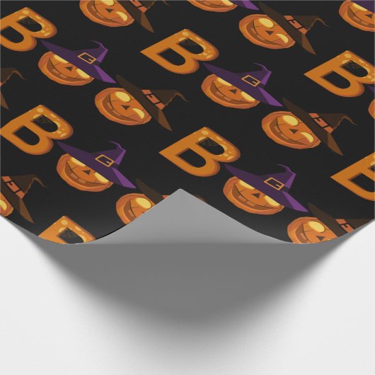 Boo Halloween Pumpkin Illustration  Geschenkpapier (Ecke)