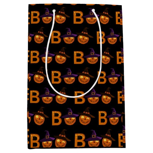 Boo Halloween Pumpkin Illustration   Mittlere Geschenktüte (Vorderseite)