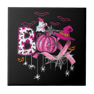 Boo Halloween Pumpkin rosa Band Rotzunge Brustknac Fliese