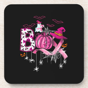 Boo Halloween Pumpkin rosa Band Rotzunge Brustknac Getränkeuntersetzer