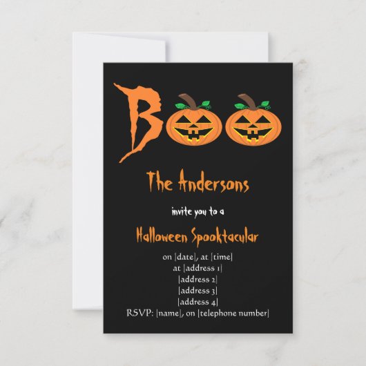 BOO! Halloween Pumpkins Einladung (Vorderseite)