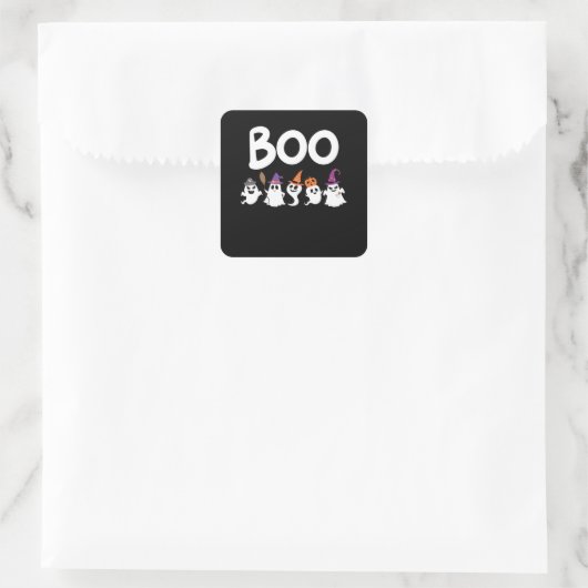 Boo Halloween Quadratischer Aufkleber (Tasche)