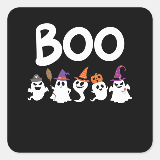 Boo Halloween Quadratischer Aufkleber (Vorderseite)
