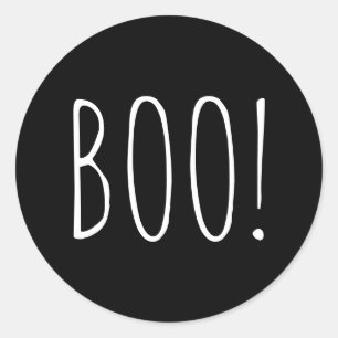 Boo Halloween Schwarze Typografie für Spooky-Par Runder Aufkleber