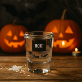 BOO! Halloween Shot Glass | Spooky Black Bat Party Schnapsglas