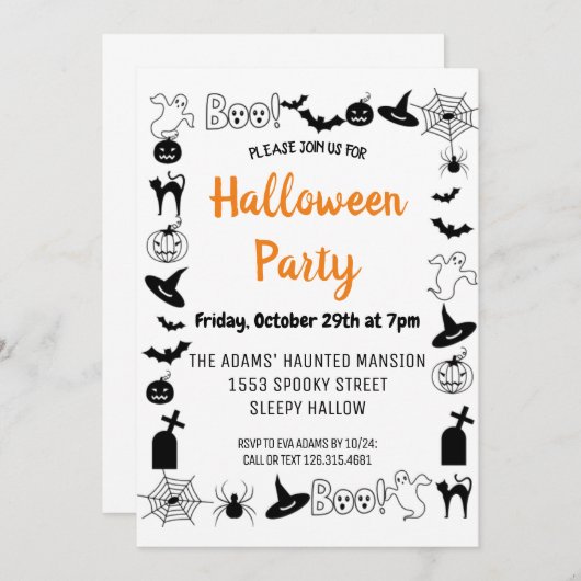 Boo Halloween Spooktacular Party Einladung (Vorne/Hinten)