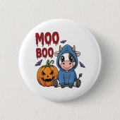 Boo Halloween Spooky Ghost Cow Button (Vorderseite)
