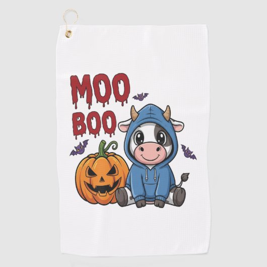 Boo Halloween Spooky Ghost Cow Golfhandtuch (Vorderseite)