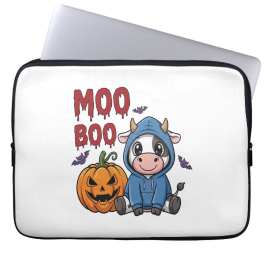 Boo Halloween Spooky Ghost Cow Laptopschutzhülle (Vorderseite)
