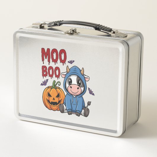 Boo Halloween Spooky Ghost Cow Metall Brotdose (Vorderseite)