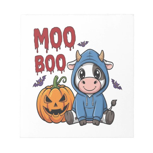 Boo Halloween Spooky Ghost Cow Notizblock (Vorderseite)