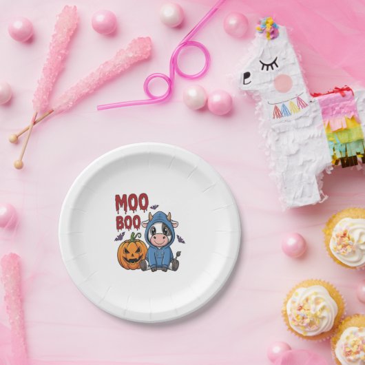 Boo Halloween Spooky Ghost Cow Pappteller (Party)