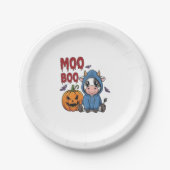 Boo Halloween Spooky Ghost Cow Pappteller (Vorderseite)