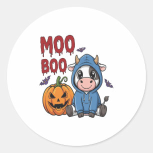 Boo Halloween Spooky Ghost Cow Runder Aufkleber