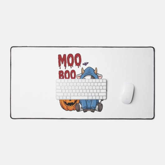 Boo Halloween Spooky Ghost Cow Schreibtischunterlage (Tastatur & Maus)
