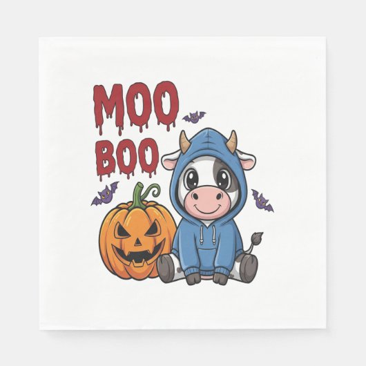 Boo Halloween Spooky Ghost Cow Serviette (Vorderseite)