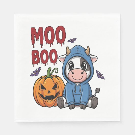 Boo Halloween Spooky Ghost Cow Serviette (Vorderseite)