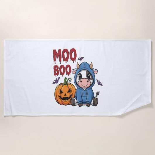 Boo Halloween Spooky Ghost Cow Strandtuch (Vorderseite)