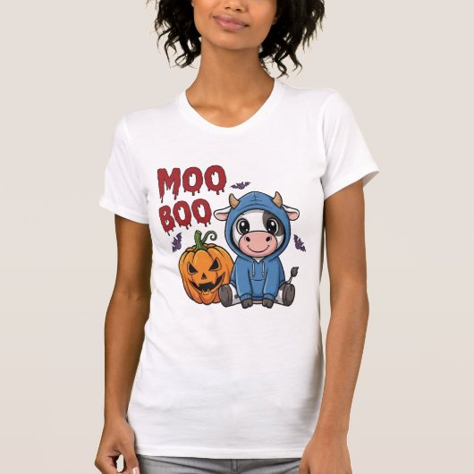 Boo Halloween Spooky Ghost Cow T-Shirt (Vorderseite)