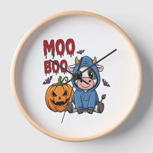 Boo Halloween Spooky Ghost Cow Uhr (Vorderseite)