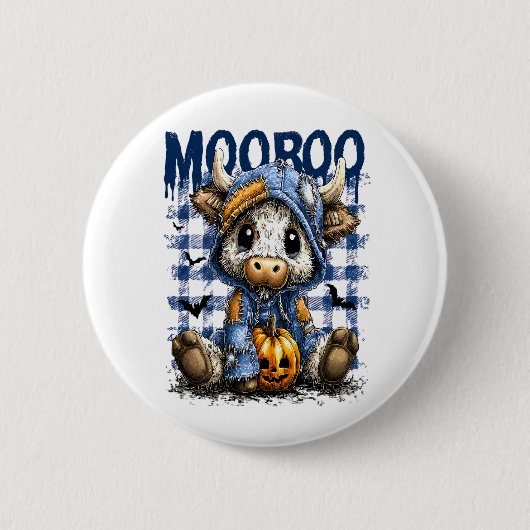 Boo Halloween Spooky Highland Cow Button (Vorderseite)