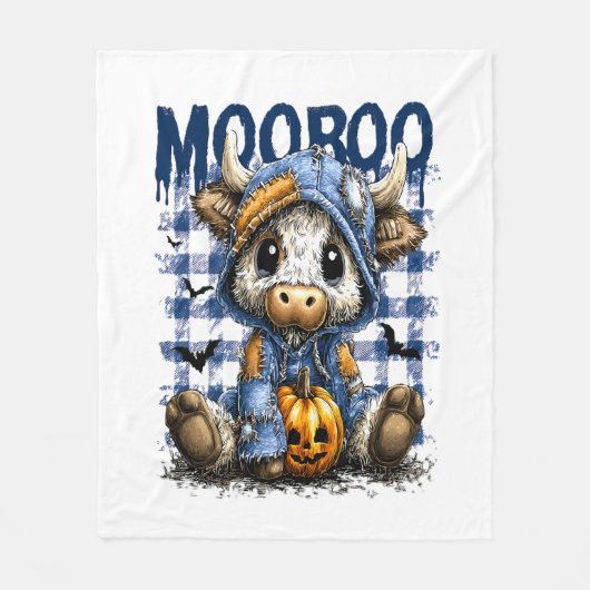 Boo Halloween Spooky Highland Cow Fleecedecke (Vorderseite)