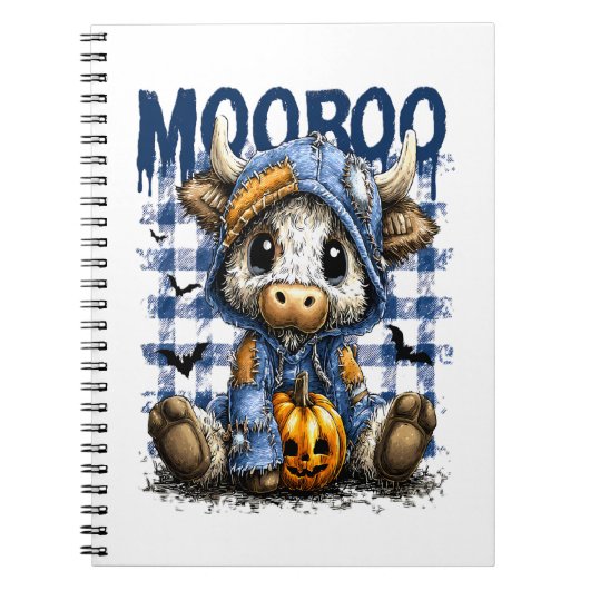 Boo Halloween Spooky Highland Cow Notizblock (Vorderseite)