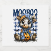 Boo Halloween Spooky Highland Cow Schaumweinetikett (Einzelnes Label)