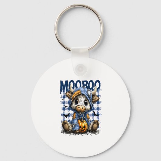 Boo Halloween Spooky Highland Cow Schlüsselanhänger (Vorderseite)