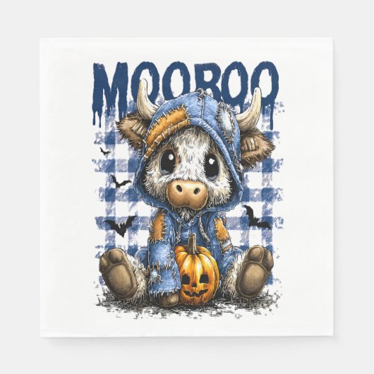 Boo Halloween Spooky Highland Cow Serviette (Vorderseite)