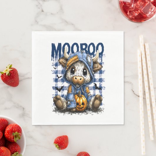 Boo Halloween Spooky Highland Cow Serviette (Beispiel)