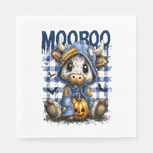 Boo Halloween Spooky Highland Cow Serviette (Vorderseite)