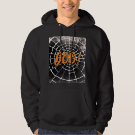 Boo! Halloween Spooky Spiderweb Pattern Monochrome Hoodie