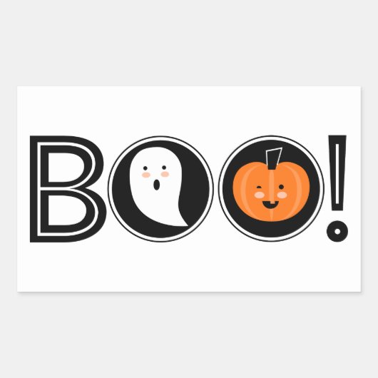 Boo! Halloween-Sticker Rechteckiger Aufkleber (Vorderseite)